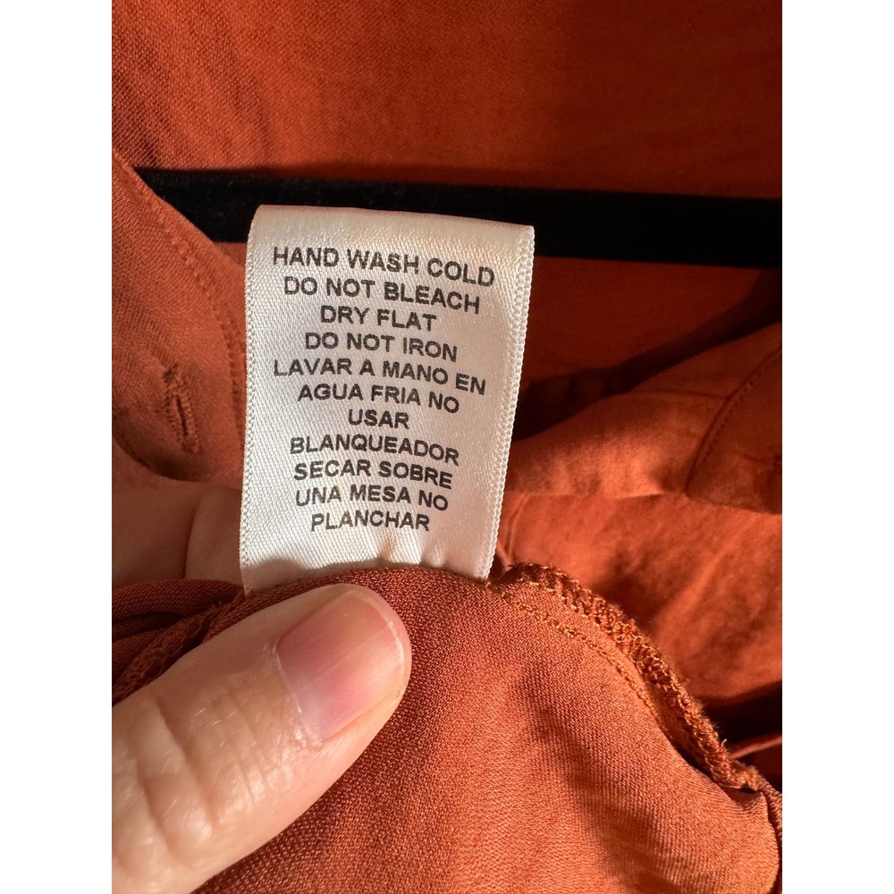 Blushing Heart Rust Orange Roll Tab Sleeve Drawstring Waist Shirt Dress Medium - Picture 5 of 5